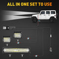 12Inch LED Light Bar and 2PCS 4Inch LED Pod Lights, 420W 42000LM LED Fog/Driving/Off Road Lights Bar, Spot Flood Combo LED Light Bar with Wiring Harness Kit-3 Lead for Truck ATV Boat