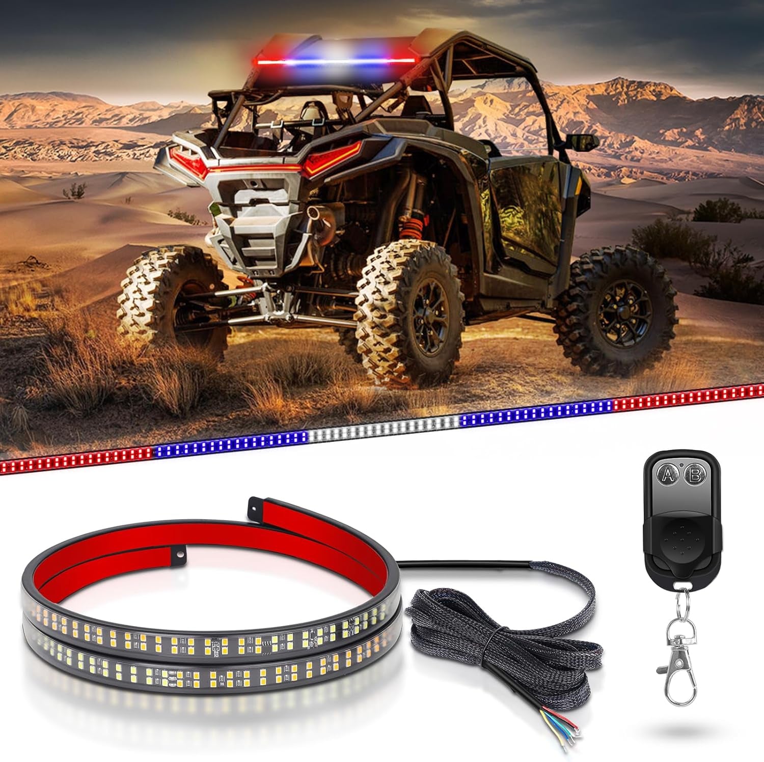 30 Inch Chase Light Strip 180 LED RC Emergency Strobe Lights W/Brake Reverse Turn Signal Rear Tail Lights Bar for UTV ATV Polaris RZR Can-Am Yamaha Side by Sides off Road Golf Cart(Rbwbr)