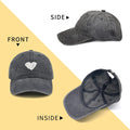 Womens Baseball Caps Black Baseball Cap Women Hats Ball Cap Cute Cotton Distressed Dad Vintage Adjustable Denim Plain Black Unstructured Small Low Profile Ladies Fits Well Fashion（Love）