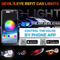 Car Led Devil Eye Demon Evil Eyes DRL LED Bluetooth-Compatible APP RGB 2.5 Headlights Motorcycle Mini Projector Lens Accessories