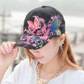 Womens Baseball Caps- Women Ladies Butterfly Baseball Cap Hat Sun Hats #544 Black