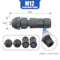 M12 Waterproof Connector IP68 Outdoor Electrical Plug Wire to Panel, Front Male Panel Mount for 2 or 3-Pin Cables Ø 4.5-7.5Mm UL Certification