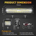 12Inch LED Light Bar and 2PCS 4Inch LED Pod Lights, 420W 42000LM LED Fog/Driving/Off Road Lights Bar, Spot Flood Combo LED Light Bar with Wiring Harness Kit-3 Lead for Truck ATV Boat