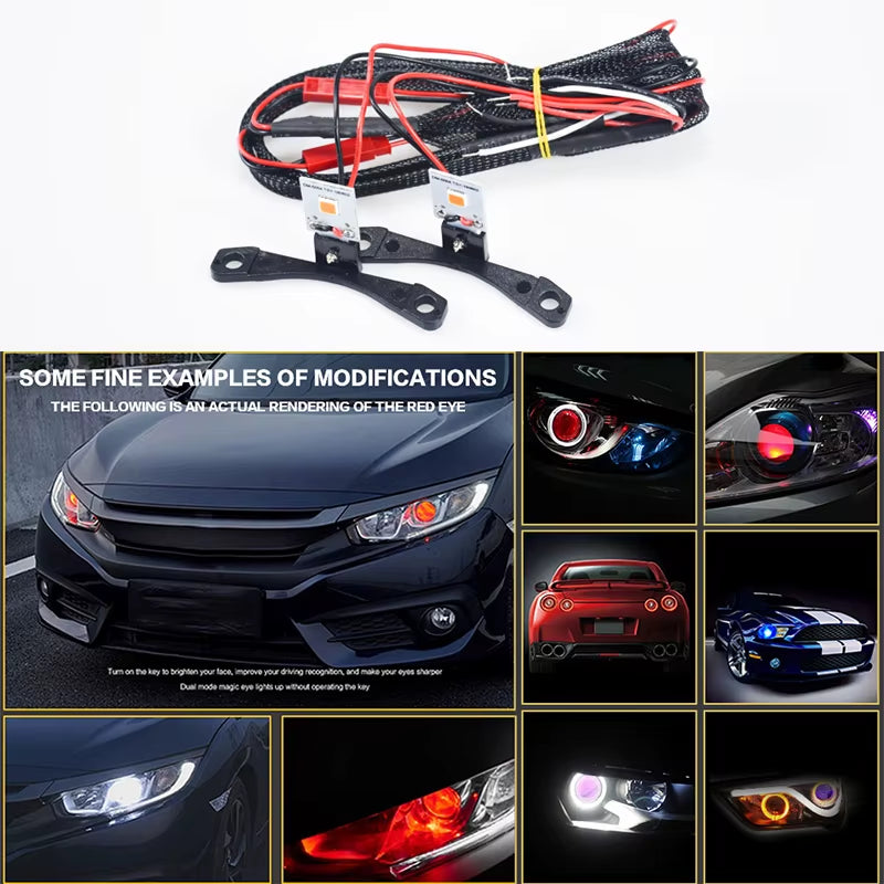 Car Led Devil Eye Demon Evil Eyes DRL LED Bluetooth-Compatible APP RGB 2.5 Headlights Motorcycle Mini Projector Lens Accessories