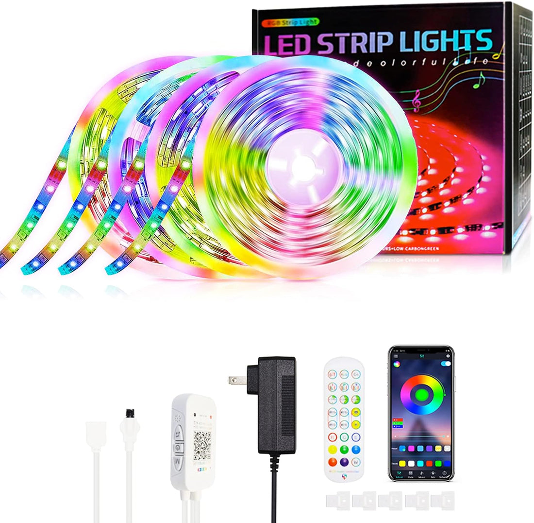 Led Strip Lights, Home Smart Led Light Strip, Color Changing Light Strip with Music Sync for Room Party, Bedroom, Living Room, Kitchen65.6Ft