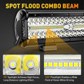 12Inch LED Light Bar and 2PCS 4Inch LED Pod Lights, 420W 42000LM LED Fog/Driving/Off Road Lights Bar, Spot Flood Combo LED Light Bar with Wiring Harness Kit-3 Lead for Truck ATV Boat