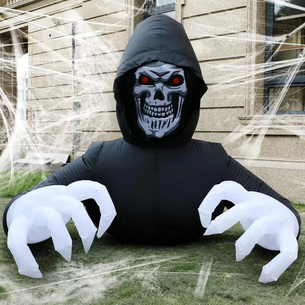 Halloween Inflatable Decoration Grim Reaper Spooky Ghost with Lights for Outdoor Garden Yard Lawn,Inflatable Yard Decorations