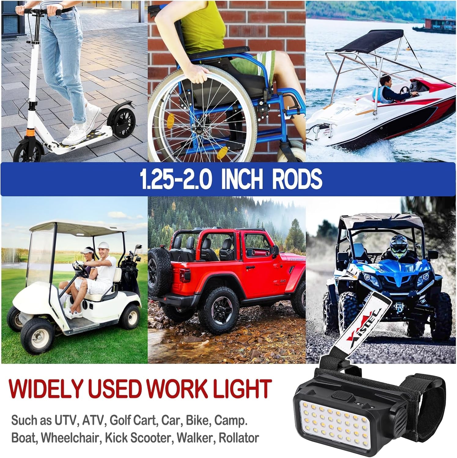 UTV Dome Lights, Universal 1.5”-2.0” Roll Bar Mount Overhead Roof Light Compatible with UTV Polaris RZR Can Am Talon Jeep Golf Cart Boat Interior LED Light - Type C 32Pcs Beam Super Bright