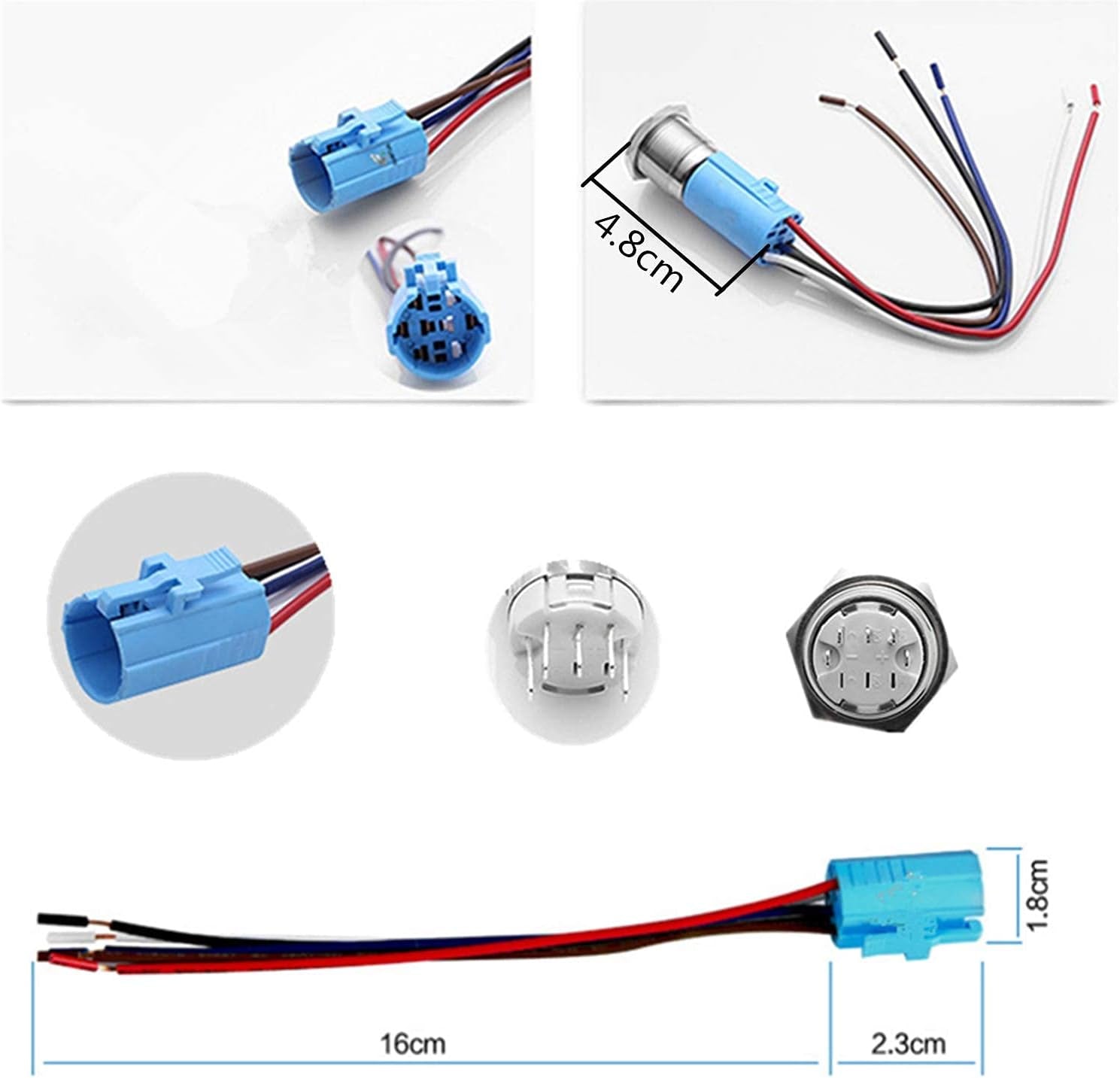 Car Horn Button 12V 16Mm LED On/Off Switch Momentary Button Reset Switch Dedicated Connector Switch Power Metal Toggle Car Boat Motorcycle DIY Switch Blu-Ray Automatic Rebound Reset 2-Pack